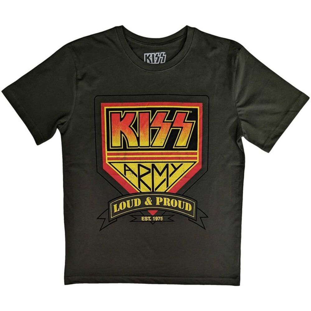 Kiss Unisex Adult Loud & Proud Cotton T-Shirt / Military Green